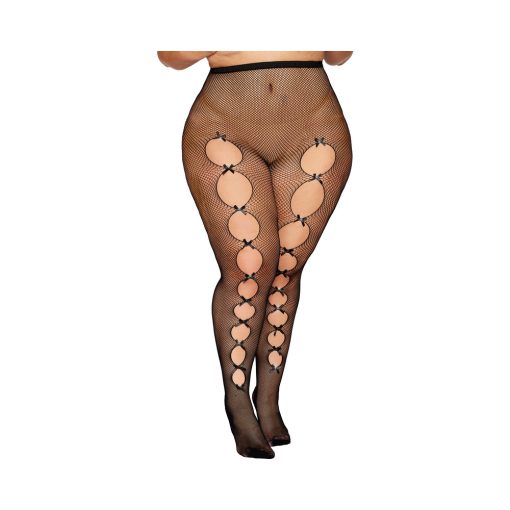 Dreamgirl Fishnet Pantyhose With Cut-Out Details Black Queen Size