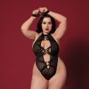 Dreamgirl Fetish Teddy With Strappy Details And Restraints Black Queen Size