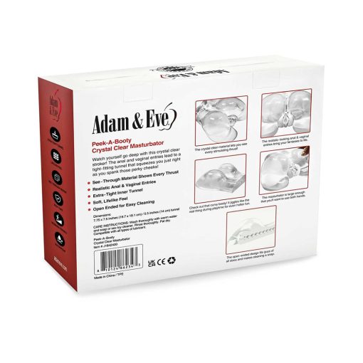 Adam & Eve Peek-A-Booty – Clear Dual Entry Realistic Masturbator Toy - Image 6