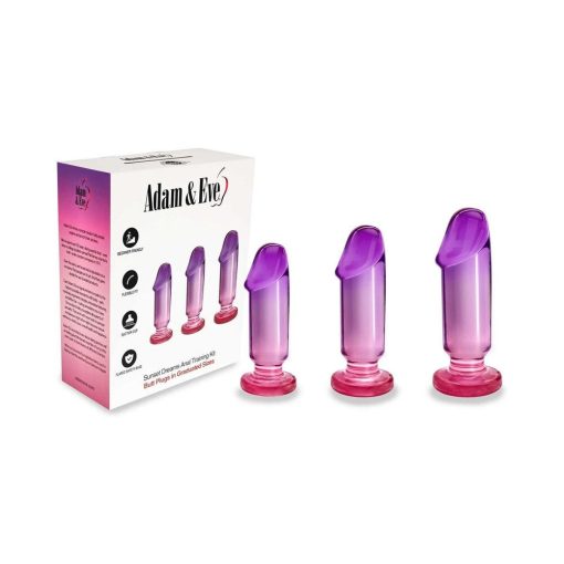 Adam & Eve Sunset Dreams Anal Plug Kit – 3-Pack Ombre Beginner Plugs
