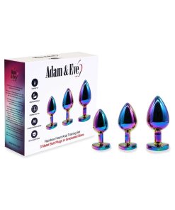 Adam & Eve Rainbow Anal Training Set – 3 Heart Base Metal Butt Plugs