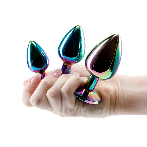 Adam & Eve Rainbow Anal Training Set – 3 Heart Base Metal Butt Plugs - Image 6