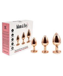 Adam & Eve Rose Gold Pink Heart Anal Plug Set – 3-Piece Training Kit