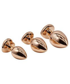 Adam & Eve Rose Gold Pink Heart Anal Plug Set – 3-Piece Training Kit