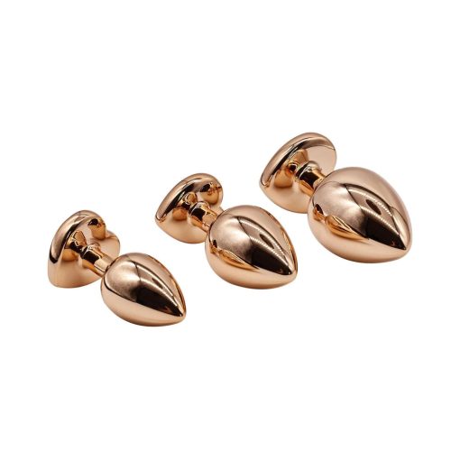 Adam & Eve Rose Gold Pink Heart Anal Plug Set – 3-Piece Training Kit - Image 3