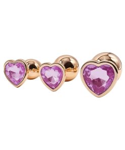 Adam & Eve Rose Gold Pink Heart Anal Plug Set – 3-Piece Training Kit