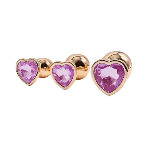 Adam & Eve Rose Gold Pink Heart Anal Plug Set – 3-Piece Training Kit - Image 4