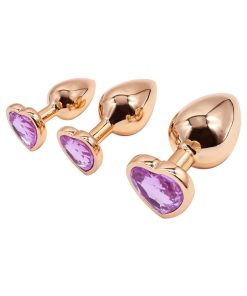 Adam & Eve Rose Gold Pink Heart Anal Plug Set – 3-Piece Training Kit