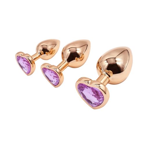 Adam & Eve Rose Gold Pink Heart Anal Plug Set – 3-Piece Training Kit - Image 5