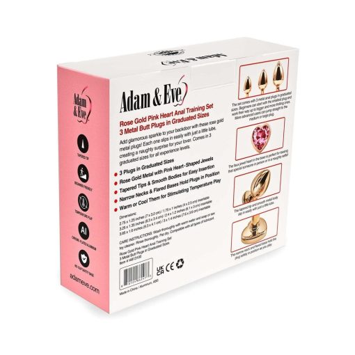 Adam & Eve Rose Gold Pink Heart Anal Plug Set – 3-Piece Training Kit - Image 8