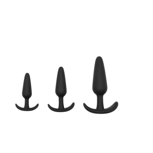 Adam & Eve Naughty Silicone Trainer Kit – 3-Piece Black Anal Plug Set - Image 2