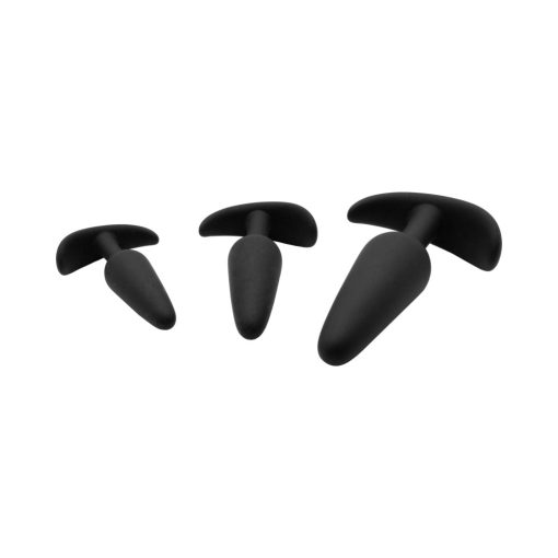 Adam & Eve Naughty Silicone Trainer Kit – 3-Piece Black Anal Plug Set - Image 3