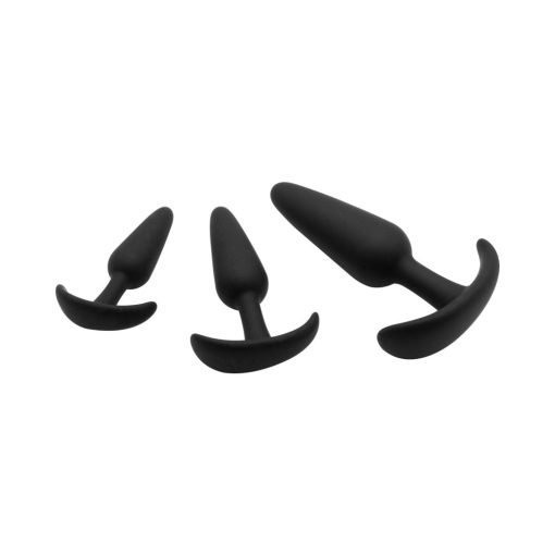 Adam & Eve Naughty Silicone Trainer Kit – 3-Piece Black Anal Plug Set - Image 4
