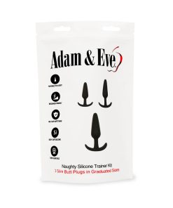 Adam & Eve Naughty Silicone Trainer Kit – 3-Piece Black Anal Plug Set