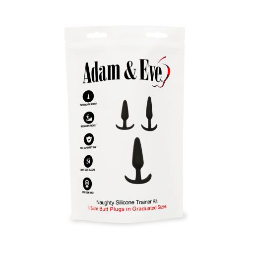 Adam & Eve Naughty Silicone Trainer Kit – 3-Piece Black Anal Plug Set - Image 5