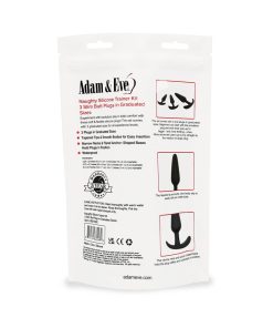 Adam & Eve Naughty Silicone Trainer Kit – 3-Piece Black Anal Plug Set