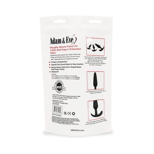 Adam & Eve Naughty Silicone Trainer Kit – 3-Piece Black Anal Plug Set - Image 6