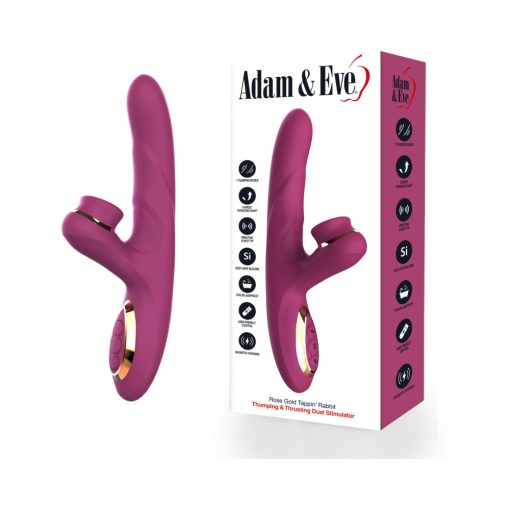 Adam & Eve Rose Gold Tappin' Rabbit – Thrusting & Clit Tapping Vibrator