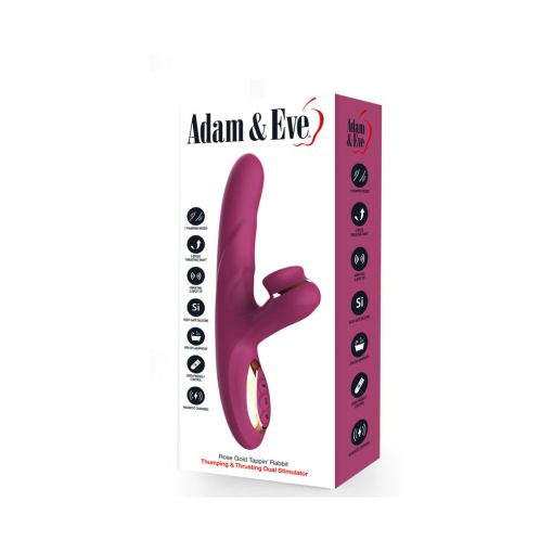Adam & Eve Rose Gold Tappin' Rabbit – Thrusting & Clit Tapping Vibrator - Image 2