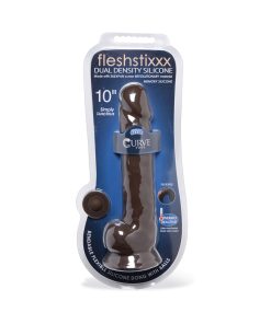 Fleshstixxx 10 In. Silicone Dildo With Balls Dark