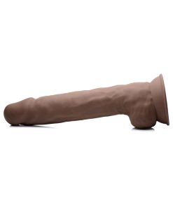 Fleshstixxx 10 In. Silicone Dildo With Balls Dark