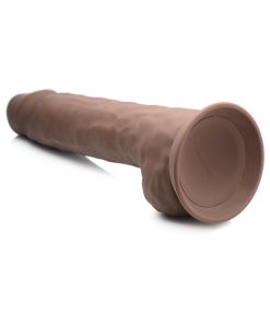 Fleshstixxx 10 In. Silicone Dildo With Balls Dark