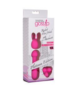 Gossip Rocket Mini Rechargeable Wand With 2 Attachments Magenta