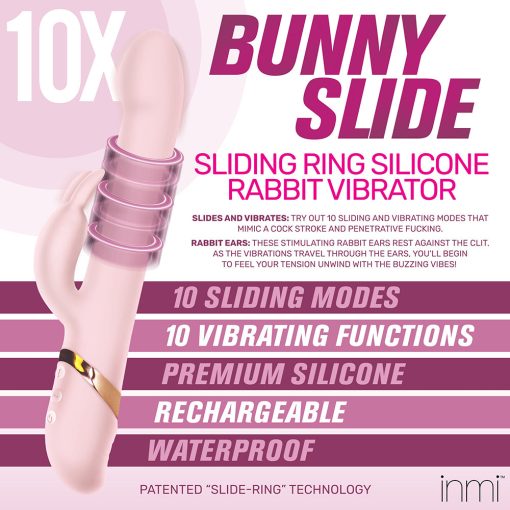 Inmi 10X Bunny Slide Sliding Ring Silicone Rabbit Vibrator - Image 7