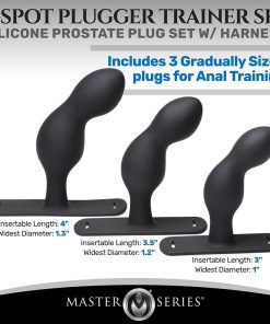Master Series P-Spot Plugger Trainer 3-Piece Silicone Set With Harness