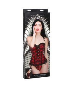 Master Series Scarlet Seduction Lace-Up Corset & Thong M