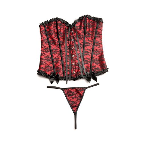 Master Series Scarlet Seduction Lace-Up Corset & Thong M - Image 2