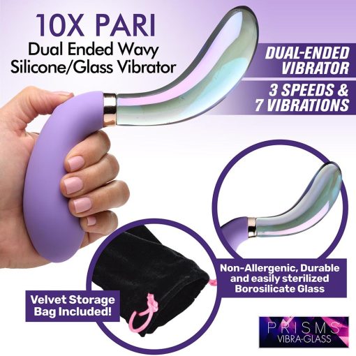 Prisms 10X Pari Dual Ended Wavy Silicone/Glass Vibrator - Image 10