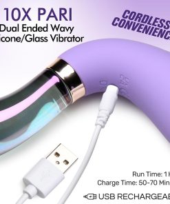 Prisms 10X Pari Dual Ended Wavy Silicone/Glass Vibrator