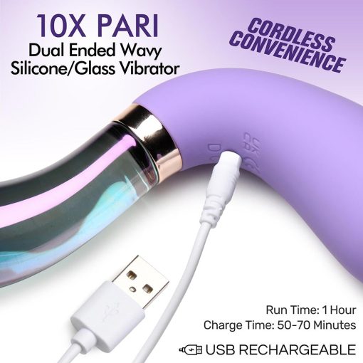 Prisms 10X Pari Dual Ended Wavy Silicone/Glass Vibrator - Image 11