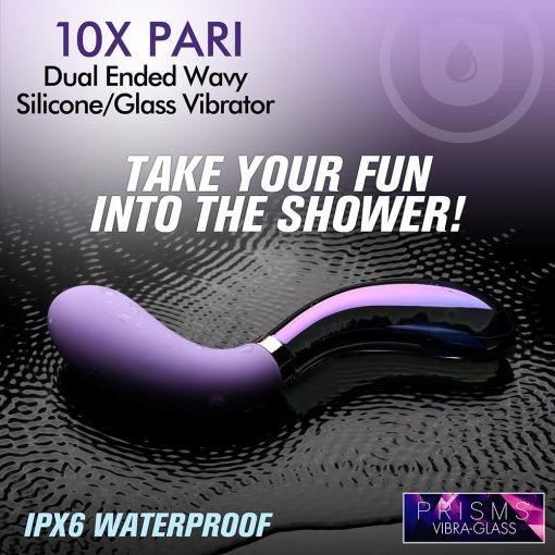Prisms 10X Pari Dual Ended Wavy Silicone/Glass Vibrator - Image 12