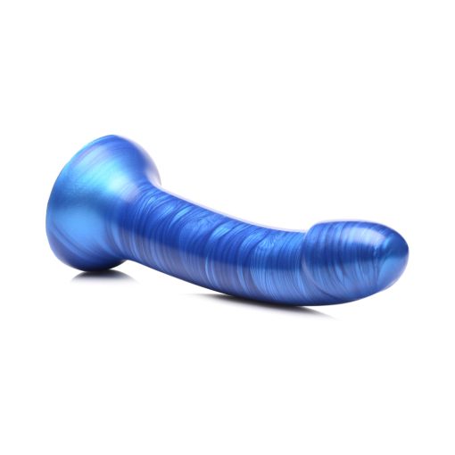 Simply Sweet 7 In. Metallic Silicone Dildo Blue - Image 4