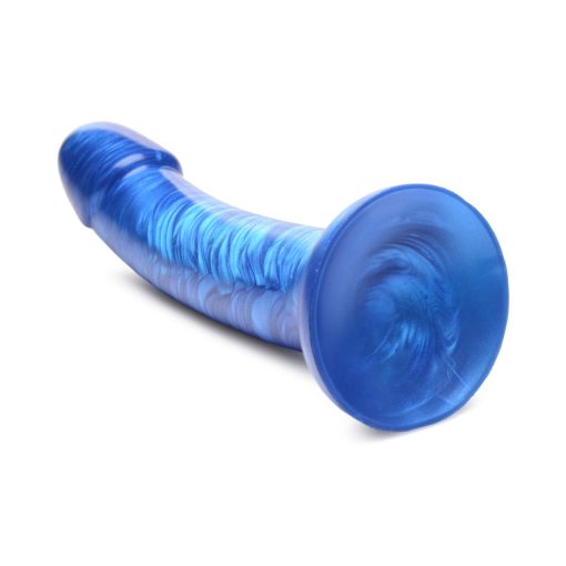 Simply Sweet 7 In. Metallic Silicone Dildo Blue - Image 5