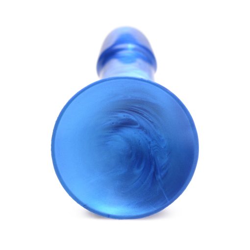 Simply Sweet 7 In. Metallic Silicone Dildo Blue - Image 6