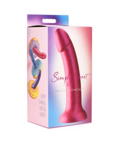 Simply Sweet 7 In. Metallic Silicone Dildo Pink