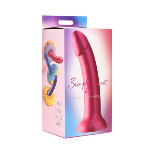 Simply Sweet 7 In. Metallic Silicone Dildo Pink