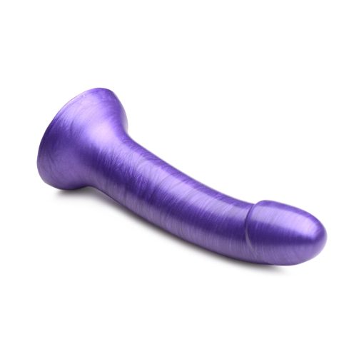 Simply Sweet 7 In. Metallic Silicone Dildo Purple - Image 3