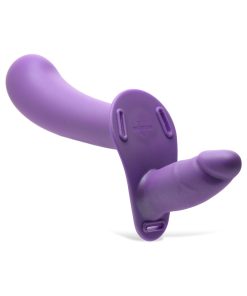 Strap U 28X Double Diva 2 In. Double Dildo With Harness & Remote Purple