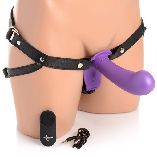 Strap U 28X Double Diva 2 In. Double Dildo With Harness & Remote Purple - Image 6