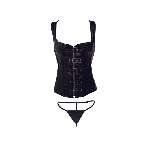 Strict Lace-Up Corset Vest & Thong L - Image 2