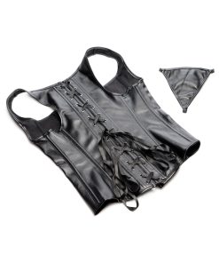Strict Lace-Up Corset Vest & Thong L