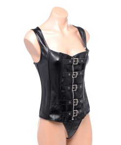 Strict Lace-Up Corset Vest & Thong L