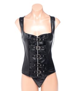 Strict Lace-Up Corset Vest & Thong L