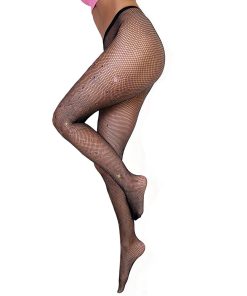 Kixies Black Fishnet Mardi Gras Tights Size D