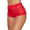 Allure Passion & Pearl High-Waisted Lace Thong With Pearl String Red O/S