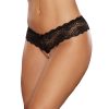 Allure Lip Sync Lace Band Thong With Front-To-Back Pearl String Black O/S